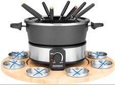 GASTROBACK 42566 Fondue Set Elektrisch Käsefondue Schokofondue Holzdrehteller