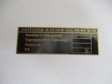 Typenschild Schild Gritzner Kayser Moped Oldtimer
