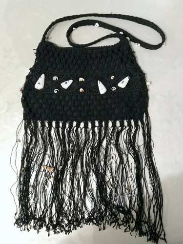 70er look makramee handtasche - look,