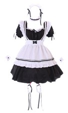 MN-208 Dienstmädchen Zofe Maid schwarz weiß Kleid 8-Teile Lolita Kostüm Cosplay