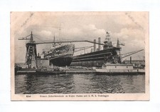 Ak Kiel Riesen-Schwimmdock Kieler Hafen mit S.M.S. Thüringen Schiff