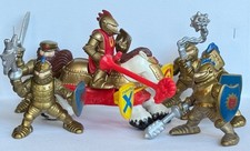 Vintage 90er Jahre Fisher Price, 6 goldene Ritter und 1 Turnierpferd