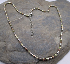 Kugelkette geschliffen 925 Silber tricolor vergoldet rose 40 + 5 cm 3 mm Italy