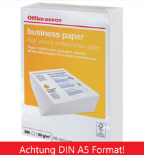 4x Viking Office Depot Business DIN A5 Druckerpapier 80 g/m² Glatt Weiß 500 Bl.