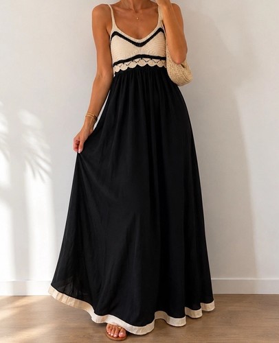 Boho maxikleid schwarz - boho, creme