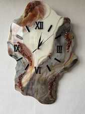 Wanduhr aus Epoxidharz, handgefertigt, Geoda 60 x 40 cm