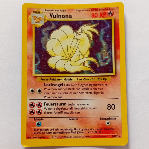 Pokémon vulnona holo 102 - pokémon,