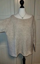 American Vintage Damen Strick Pullover beige Gr. L Baby Alpaka Runder Ausschnitt