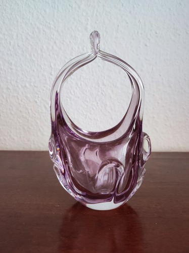 Glas vase körbchenform lila - glas,