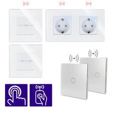 LUXUS-TIME Smart Touch Funk Lichtschalter Glas Steckdose Weiß Fernbedienung