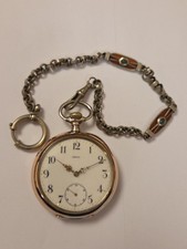 OMEGA Herren Silber Taschenuhr mit schöne ART DECO Uhrenkette Rarität