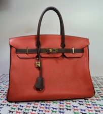 HERMÈS BIRKIN BAG 35 ROUGE VIF EBENE TOGO GOLD HARDWARE
