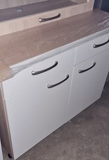 Küchenschrank mit Arbeitsplatte, Holz, weiß/hellbraun, neu ♡