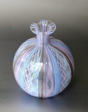 Murano, Glas Flakon, Vase, Venini, Zanfirico Lattecino, Höhe ~10cm, ~100g, ~1950