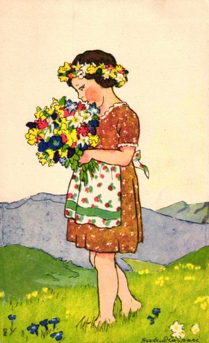 Mädchen mit blumenstrauß - mädchen,