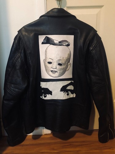 Vintage leather biker jacket - vintage, l