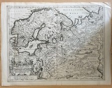 Kupferstich Karte Rußland Olearius 1696 Map Engraving