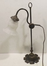 schöne dekorative Messing Jugendstil Tischlampe mit Glasschirm 61cm verstellbar