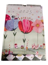 Gutes Jahr 2025 Wandkalender Deutsch Blumen Haus Illustrationen Jahresplaner