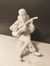 Porzellanfigur Pierrot Harlekin Clown weiß matt