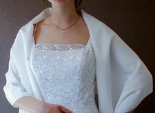 Stola weiß ivory Satin Umhang Schal zu Brautkleid Ballkleid Abendkleid Kleid neu