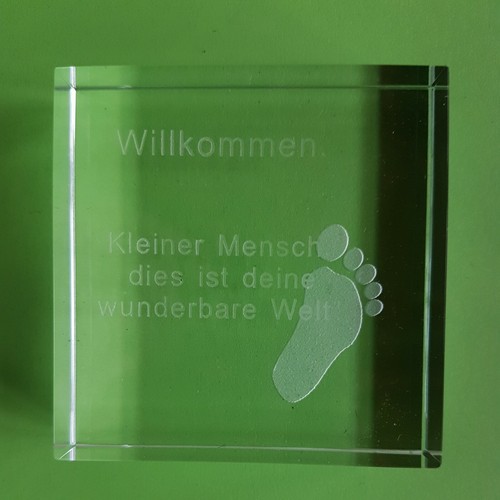 Massiver glasquader mit spruch - glasquader,