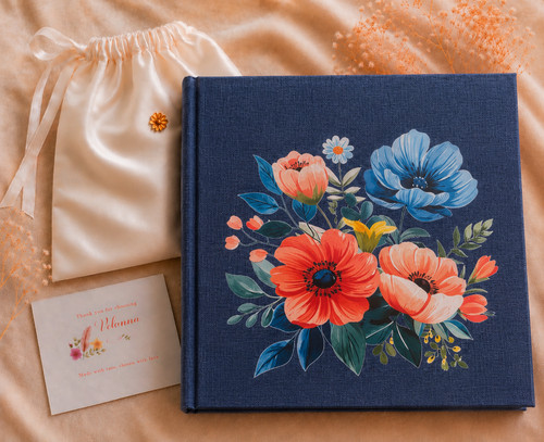 Leinen fotoalbum blumen - leinen,
