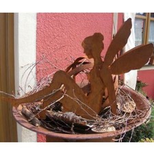 Elfen Figur Garten 25 cm mit Feenflügel Gartendeko Rost Metall Deko Feengarten 