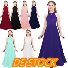 DE~Mädchen Kleid Chiffon Spitze Festlich Kleid Prinzessin A-Linie Langes Kleids