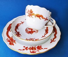 Meissen Reicher Hofdrache rot, goldschattiert, Kaffeegedeck 3-telig  1.Wahl