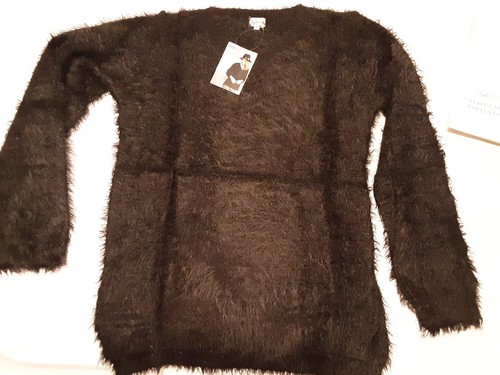 Damen flauschpullover schwarz - flauschpullover,