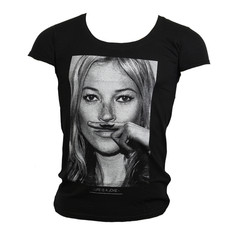 T-Shirt Damen mit Rundhalsausschnitt Eleven Paris Kate Moss schwarz, NEU