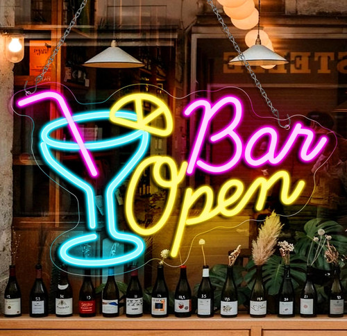 Bar open neon schild - bar,