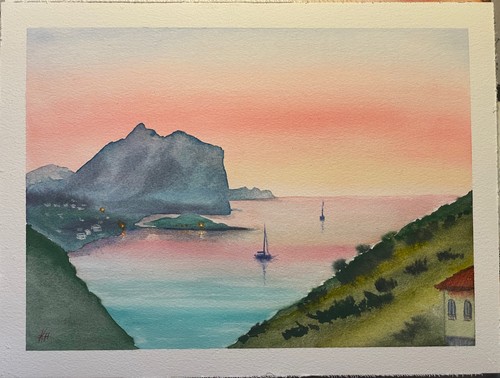 Original aquarell bild - original, 🌊