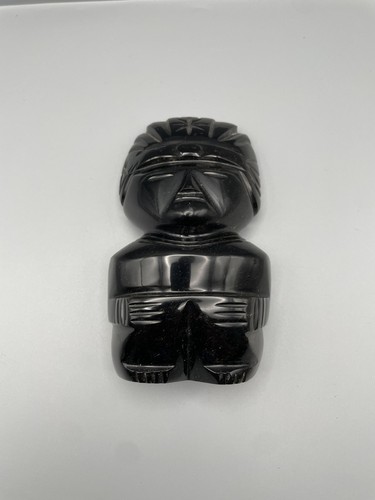 Antike obsidian figur maya - obsidian,