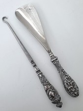 Silber, Schuhanzieher Set/Besteck, England, antik