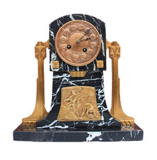 Lenzkirch linearer Jugendstil Tischuhr Albin Müller Bergbau Kaminuhr