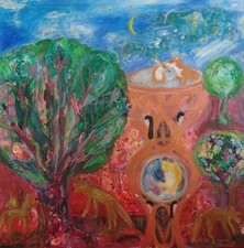 Faszinierendes Acrylbild:WOLFSLAND ,Original,handgearbeitet,v. Atelier HADASSA, 