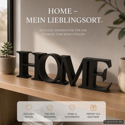 Home schriftzug deko - home, 3d