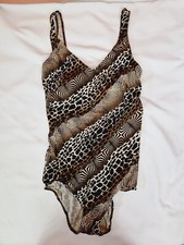 Dorlastan Badeanzug 40 L Braun Gefüttert Push Up Retro Vintage Leoprint 