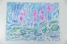 Wilhelm Klußmann Aquarell 1995 sig. Jetzt Tulpen 65x48cm N-1496