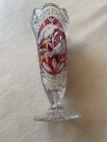 Vase bleikristallglas red bird - bleikristallglas,