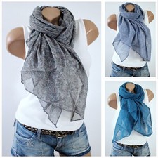 ITALY DAMEN PAISLEY HALSTUCH STOLA SCHAL TUCH SCHRÄG SEIDE & BAUMWOLLE NEU