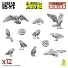 Green Stuff World Krähen Set (12) Resin Gelände models 3D printed set Ravens