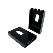 2x Lego Wand Panele B-Ware abgenutzt 1x4x5 schwarz Burg Fenster 4537058 60808