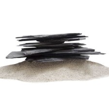 Aquarium Natursteine Schieferplatten Deko schwarz grau 1 Stück 1,4-2,0 kg Nr.50
