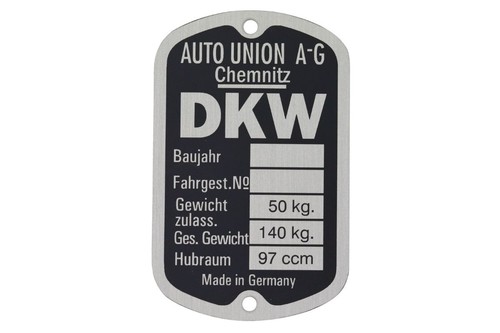 Typenschild für dkw 100 - typenschild,