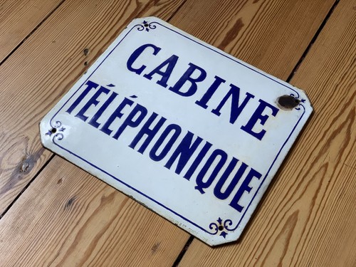 Altes emailschild cabine - altes, emailschild,