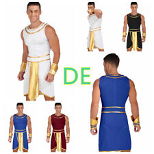 DE~Herren Ägyptischer König Pharao Kostüm Ärmellos Gewand Kleid Zubehör Tunika 