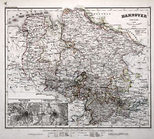 Königreich Hannover Original Stahlstich Landkarte Radefeld 1860